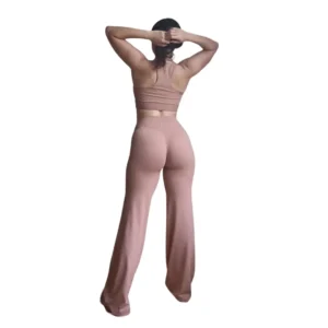 Calza fit de pierna ancha y tiro alto - Rosa