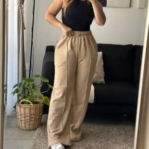 Pantalon buzo Palazo franela nacional - Beige