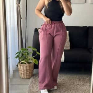 Pantalon buzo Palazo franela nacional - Burdeo