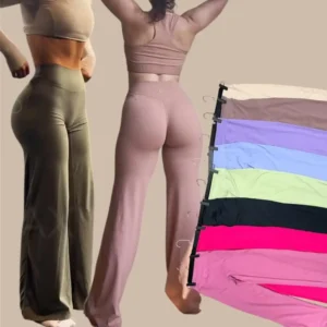 Calza fit de pierna ancha y tiro alto - Verde