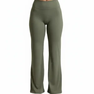 Calza fit de pierna ancha y tiro alto - Verde